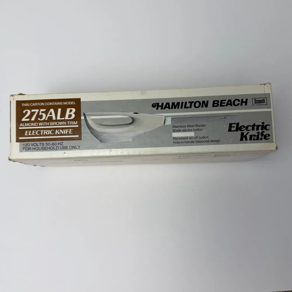 VTG Hamilton Beach 275ALB Electric Knife Almond Brown w Box Blades Retro Kitchen